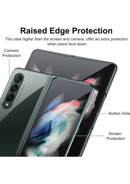 Samsung Galaxy Z Fold 3 2021 ile Uyumlu Kılıf Için, Şeffaf Sert Pc Kasası Sarı Çizilmeye Dayanıklı Galvanizli Koruyucu Kılıf Samsung Galaxy Z Fold 3 5g 2021 - Siyah (Yurt Dışından) modelleri