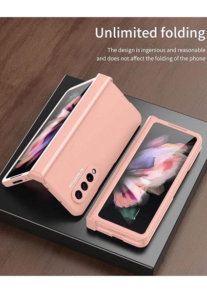 Galaxy Z Fold 3 Kılıf, Menteşeli Ağır Hizmet Korumalı Ekran Koruyuculu Sert Pc Kapağı, Tam Koruma (Pembe) (Yurt Dışından)