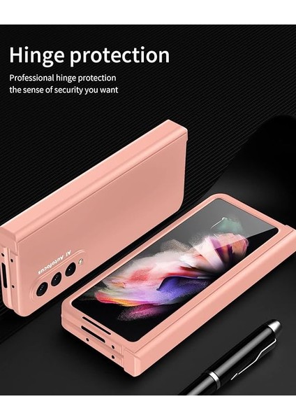 Galaxy Z Fold 3 Kılıf, Menteşeli Ağır Hizmet Korumalı Ekran Koruyuculu Sert Pc Kapağı, Tam Koruma (Pembe) (Yurt Dışından)