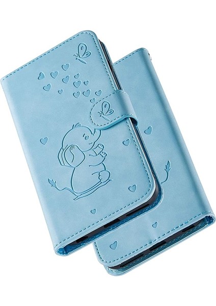iPhone 12 Mini Telefon Kılıfı, Kart Yuvalı Güzel Fil Aşk Kalp Karikatür Deseni, Katlanır Stand, Manyetik Kapak Kapağı, iPhone 12 Mini (5.4 Inç) ile Uyumlu -Mavi (Yurt Dışından) fırsatları