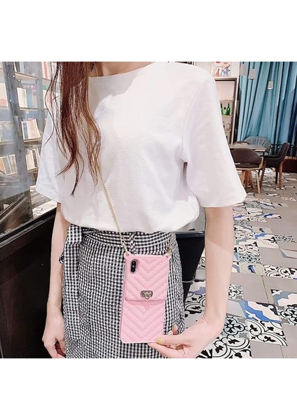 Iphone6 / 7 / 8 / Se2 Cüzdan Cep Telefonu Kılıfı Boyunlu ve Haberci Zincirli Kredi Kartı Yuvası Kız Kadın Silikon Darbeye Dayanıklı Cep Telefonu Kılıfı （pembe） (Yurt Dışından) fırsatları