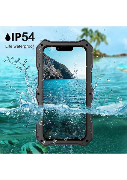 iPhone 12 Pro Suya Dayanıklı Metal Kasa ile Uyumlu, Dahili Ekran Koruyucu Ağır Hizmet Sağlam Askeri Kapak Çubuğu iPhone 12 Pro Için Tam Vücut Kamera Lens Koruması, Siyah (Yurt Dışından)