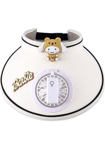 Karikatür Tarzı Usb Şarj Edilebilir Fan Anti-Ultraviyole Güneşlik Güneş Şapkası (Yurt Dışından)