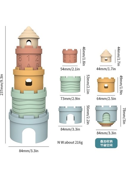 Bebek ve Yürümeye Başlayan Çocuk Eğitici Erken Eğitim Renk Tanıma Silikon Jenga Oyuncak Dijital Yapı Taşı Seti (Yurt Dışından)