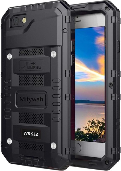 iPhone Se 2020, Ağır Hizmet Tipi Askeri Sınıf Zırh Metal Kasa, Tüm Vücut Koruyucu Darbeye Dayanıklı Toz Geçirmez iPhone Se2 Için Güçlü Sağlam Kalın Kılıf (Yurt Dışından)