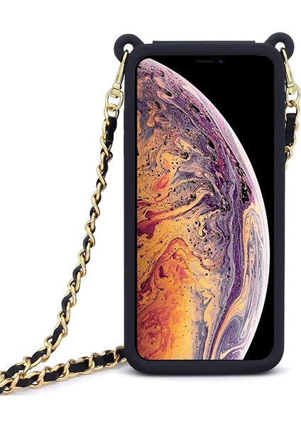 Iphone6 / 7 / 8 / Se2 Cüzdan Cep Telefonu Kılıfı ile Boyun ve Haberci Zinciri Kredi Kartı Yuvası Kız Kadın Silikon Darbeye Dayanıklı Cep Telefonu Kılıfı (Siyah) (Yurt Dışından) modelleri