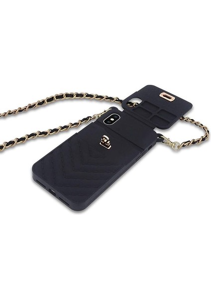Iphone6 / 7 / 8 / Se2 Cüzdan Cep Telefonu Kılıfı ile Boyun ve Haberci Zinciri Kredi Kartı Yuvası Kız Kadın Silikon Darbeye Dayanıklı Cep Telefonu Kılıfı (Siyah) (Yurt Dışından) fırsatları