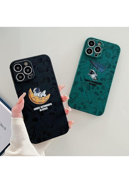 iPhone 11 Pro ile Uyumlu Astronot Kılıfı Kadın Kızlar Düz Renk Sevimli Kılıf Kamera Lensi Tam Koruma iPhone 11 Pro Için Yumuşak Silikon Koruyucu Kılıf 5.8 Inç (Siyah(Astronot)) (Yurt Dışından) modelleri