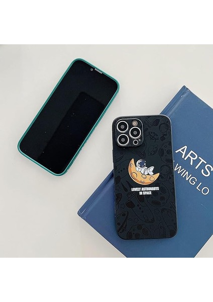 iPhone 11 Pro ile Uyumlu Astronot Kılıfı Kadın Kızlar Düz Renk Sevimli Kılıf Kamera Lensi Tam Koruma iPhone 11 Pro Için Yumuşak Silikon Koruyucu Kılıf 5.8 Inç (Siyah(Astronot)) (Yurt Dışından) fırsatları