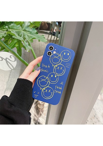 Sevimli Siyah Mutlu Gülümseme Graffiti Yan Baskı Telefon Kapağı Apple iPhone Için 12 Pro Max Kadınlar Için Ince Yumuşak Kılıflar iPhone 12PROMAX Mavi (Yurt Dışından) fiyatları