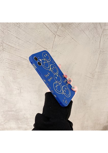 Sevimli Siyah Mutlu Gülümseme Graffiti Yan Baskı Telefon Kapağı Apple iPhone Için 12 Pro Max Kadınlar Için Ince Yumuşak Kılıflar iPhone 12PROMAX Mavi (Yurt Dışından) fırsatları