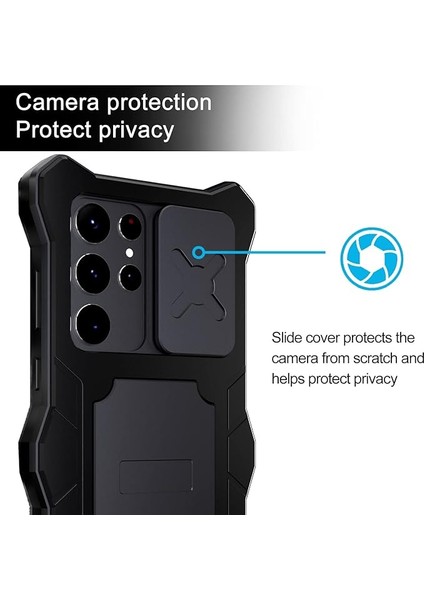 Samsung S22ULTRA Metal Kasa ile Uyumlu, Askeri Sınıf Düşmeye Karşı Koruyucu Kılıf Tam Gövde Çift Katmanlı Sağlam Ağır Hizmet Telefon Kılıfları Kickstand Darbeye Dayanıklı Tampon Kı (Yurt Dışından) fırsatları
