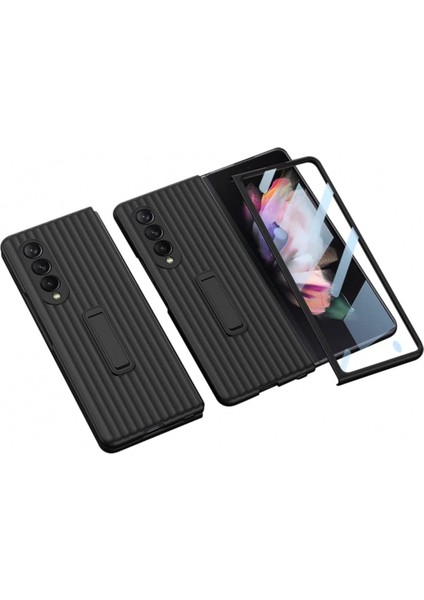 Samsung Galaxy Z Için Katlama 3 Kılıf, Ince Çanta Kılıfı ve Film Hepsi Bir Arada Manyetik Standlı Kılıf (Siyah) (Yurt Dışından)