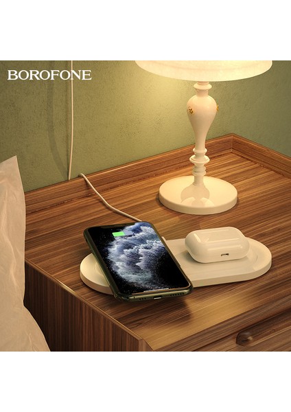 Borofone Bq7 Kablosuz Hızlı Şarj Masaüstü 10W Apple Type-C Cep Telefonu Için Uygun Kablosuz Çift Şarj Cihazı (Yurt Dışından)