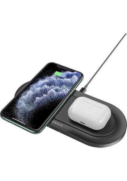 Borofone Bq7 Kablosuz Hızlı Şarj Masaüstü 10W Apple Type-C Cep Telefonu Için Uygun Kablosuz Çift Şarj Cihazı (Yurt Dışından) modelleri