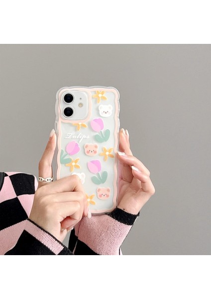 iPhone 11 ile Uyumlu Kılıf Şeffaf Sevimli Çiçek Ayı Desenli Dantel Lens Koruması Kadın Kızlar Için Tasarım iPhone Için Moda Ince Yumuşak Esnek Tpu Kauçuk 11-Lale (Yurt Dışından) fiyatları