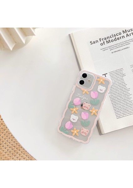 iPhone 11 ile Uyumlu Kılıf Şeffaf Sevimli Çiçek Ayı Desenli Dantel Lens Koruması Kadın Kızlar Için Tasarım iPhone Için Moda Ince Yumuşak Esnek Tpu Kauçuk 11-Lale (Yurt Dışından) fırsatları