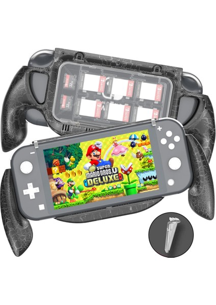 Switch Lite Için El Kavrama Çantası, Standlı Switch Lite Grip Oyun Saklama Kutusu Destekli Ergonomik Konforlu Kulplar Hızlı USB Şarj Koruyucu Kılıf Kiti (Yurt Dışından)