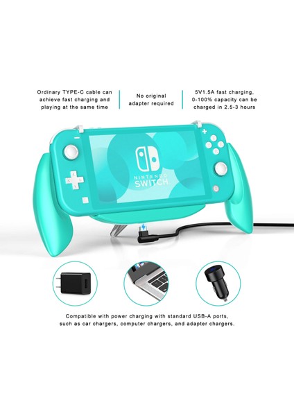 Switch Lite Için El Kavrama Çantası, Standlı Switch Lite Grip Oyun Saklama Kutusu Destekli Ergonomik Konforlu Kulplar Hızlı USB Şarj Koruyucu Kılıf Kiti (Yurt Dışından) modelleri