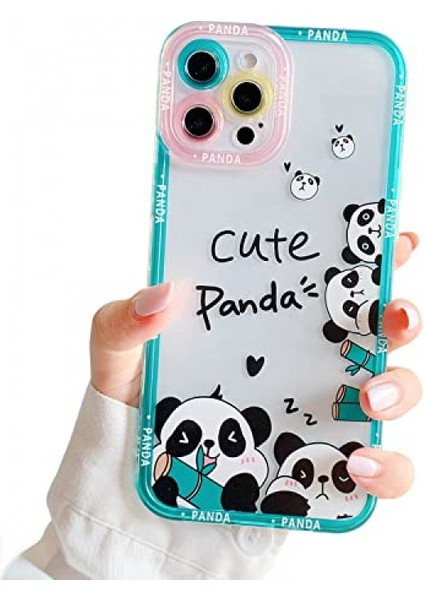iPhone 13 Pro Max Şeffaf Kılıf ile Uyumlu Kadın Kızlar Sevimli Panda Kılıfı Kamera Lens Koruması Yumuşak Silikon Harfler iPhone 13 Pro Max Için Hayvan Kılıfları 5g 6.7 Inç -- Küçük (Yurt Dışından)