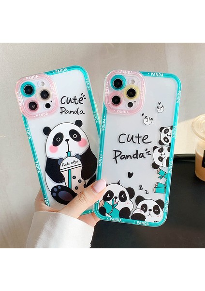 iPhone 13 Pro Max Şeffaf Kılıf ile Uyumlu Kadın Kızlar Sevimli Panda Kılıfı Kamera Lens Koruması Yumuşak Silikon Harfler iPhone 13 Pro Max Için Hayvan Kılıfları 5g 6.7 Inç -- Küçük (Yurt Dışından) fiyatları