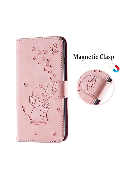 iPhone 12 Mini Telefon Kılıfı, Kart Yuvalı Güzel Fil Aşk Kalp Karikatür Deseni, Katlanır Stand, Manyetik Kapak, iPhone 12 Mini (5,4 Inç) ile Uyumlu - Pembe (Yurt Dışından) fırsatları