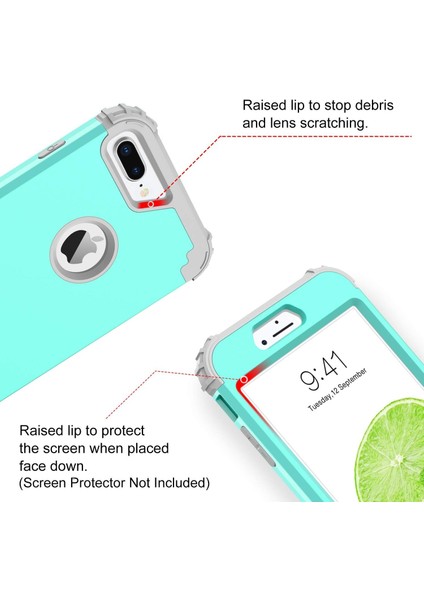 iPhone 6 Plus Için Kılıf, 3'ü 1 Arada Hibrit Sert Plastik Yumuşak Kauçuk Ağır Hizmet Sağlam Tampon iPhone 6 Plus Için Darbeye Dayanıklı Tam Vücut Koruyucu Telefon Kılıfı, Yeşil (Yurt Dışından) fırsatları