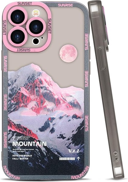 iPhone 13 Pro Max Case ile Uyumlu Asthestic Mountain Moon Sevimli Ince Telefon Kılıfı Için Kadın Kız Erkek Erkek, Yumuşak Tpu Silikon Koruyucu Tam Kamera Lens Kapağı iPhone 13 Pro (Yurt Dışından)