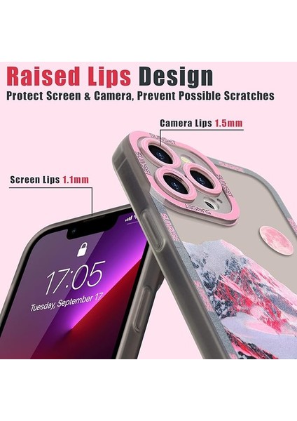 iPhone 13 Pro Max Case ile Uyumlu Asthestic Mountain Moon Sevimli Ince Telefon Kılıfı Için Kadın Kız Erkek Erkek, Yumuşak Tpu Silikon Koruyucu Tam Kamera Lens Kapağı iPhone 13 Pro (Yurt Dışından) modelleri