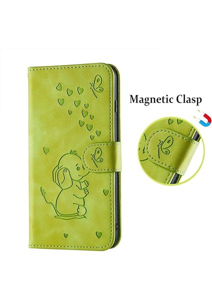 iPhone 12 Mini Telefon Kılıfı, Kart Yuvalı Güzel Fil Aşk Kalp Karikatür Deseni, Katlanır Stand, Manyetik Kapak Kapağı, iPhone 12 Mini (5,4 Inç) ile Uyumlu - Yeşil (Yurt Dışından) fırsatları