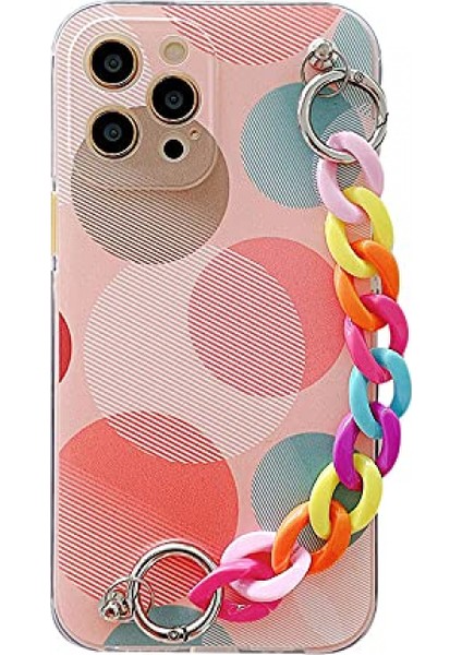 Kız Kadın Zarif Güzel Sanat Taze Ekose Kafes Graffiti Yumuşak Tpu Silikon Kauçuk Telefon Kılıfı, iPhone Için Arka Bileklik Kayış Zinciri, Tam Vücut Koruması Darbeye Dayanıklı ---Ip (Yurt Dışından)