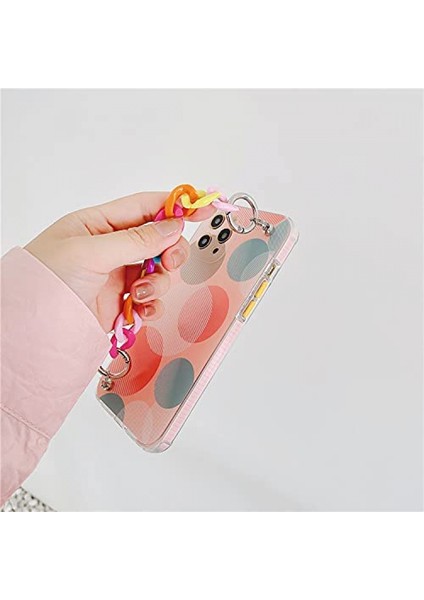 Kız Kadın Zarif Güzel Sanat Taze Ekose Kafes Graffiti Yumuşak Tpu Silikon Kauçuk Telefon Kılıfı, iPhone Için Arka Bileklik Kayış Zinciri, Tam Vücut Koruması Darbeye Dayanıklı ---Ip (Yurt Dışından) fiyatları