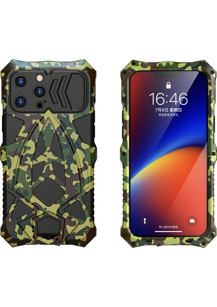 iPhone 13 Için Kılıf Promax Metal Kasa,iphone 13 Pro Max Ağır Hizmet Darbeye Dayanıklı KAPAK,360° Tam Vücut Koruması Ön ve Arka Kasa,dış Mekan Zırhı Alüminyum Askeri Tampon Kılıfı- (Yurt Dışından)