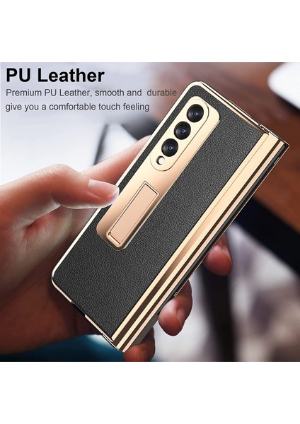 For Compatible With Samsung Galaxy Z Fold 3 Shockproof Hinge Protection Hd Tempered Glass Screen Protector Pu Leather Hard Pc Frame Full Coverage Cover With S Pen Stand Z Fold 3 - (Yurt Dışından) modelleri