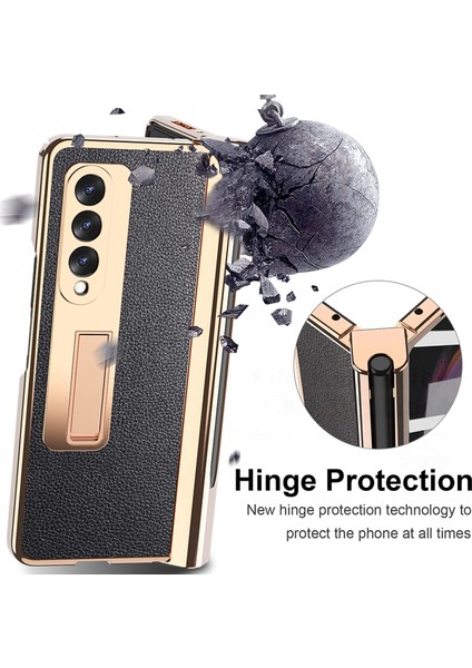 For Compatible With Samsung Galaxy Z Fold 3 Shockproof Hinge Protection Hd Tempered Glass Screen Protector Pu Leather Hard Pc Frame Full Coverage Cover With S Pen Stand Z Fold 3 - (Yurt Dışından) fırsatları