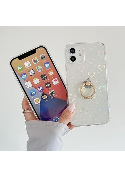 iPhone 11 Kılıf ile Uyumlu, Elmas Yüzüklü Clear Sparkle Bling Laser Darbeye Dayanıklı Koruyucu Kapak Kickstand Kızlar Kadınlar Için Moda Renkli Parıltılı Aşk Kalp Tasarımı (Yurt Dışından) modelleri