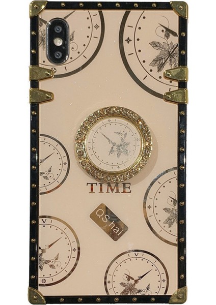 iPhone 13 Pro Max ile Uyumlu Kare Kılıf, Lüks Saat Desenli Darbeye Dayanıklı Koruma Halkalı Standlı Ağır Hizmet Tipi Kılıf (Yurt Dışından)