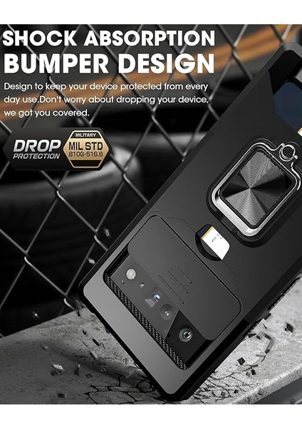 Google Pixel 6 Pro 2021 ile Uyumlu Kamera Kılıfı ve Destek Ayaklı Kılıf, Sürgülü Mercek Kapağı+Döndürme Halkası Standı+Kart Tutucu, Darbeye Dayanıklı, Google Pixel 6 Pro Kırmızı Iç (Yurt Dışından) fiyatları