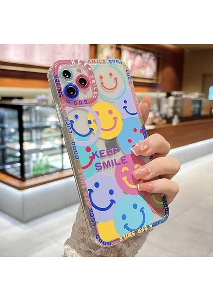 Sevimli Gülümseme Yüz Telefon Kılıfı iPhone ile Uyumlu 11 Pro Max Lens Koruma Darbeye Dayanıklı Moda Yumuşak Tpu Temizle Gülen Kapak Kılıf Kadınlar Için Kız Renkli (Yurt Dışından) modelleri
