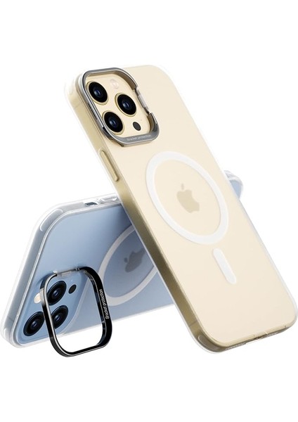 Magsafe Için iPhone 13 Pro Max ile Uyumlu Kılıf, Sert Kapak Kamera Lens Koruyucu Telefon Standı Mat Şeffaf Pc+Tpu Darbeye Dayanıklı Koruma Aksesuarları (13 Pro Max, Beyaz) (Yurt Dışından)
