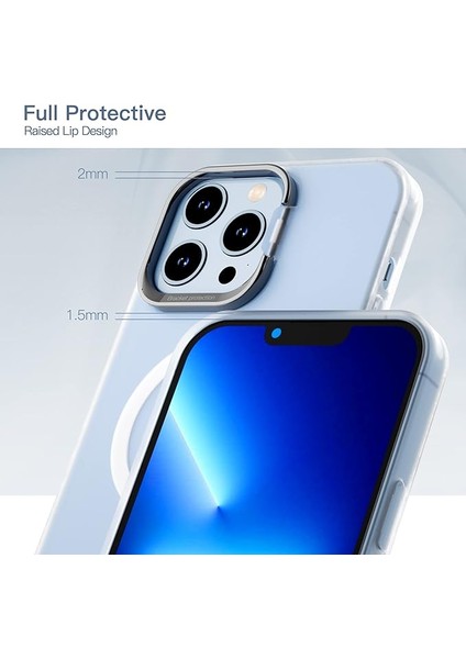 Magsafe Için iPhone 13 Pro Max ile Uyumlu Kılıf, Sert Kapak Kamera Lens Koruyucu Telefon Standı Mat Şeffaf Pc+Tpu Darbeye Dayanıklı Koruma Aksesuarları (13 Pro Max, Beyaz) (Yurt Dışından) modelleri