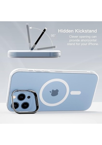 Magsafe Için iPhone 13 Pro Max ile Uyumlu Kılıf, Sert Kapak Kamera Lens Koruyucu Telefon Standı Mat Şeffaf Pc+Tpu Darbeye Dayanıklı Koruma Aksesuarları (13 Pro Max, Beyaz) (Yurt Dışından) fırsatları