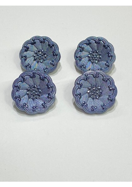 Italyan Model Trençkot, Kaban ve Mont Düğmesi Takımı 4'lü Set Indigo 2,7 cm