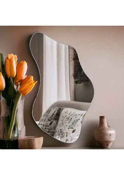 Asimetrik Dalgalı Dekoratif Ayna Duvar DEKORU(70X45CM)