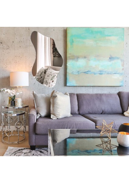 Asimetrik Dalgalı Dekoratif Ayna Duvar DEKORU(70X45CM)