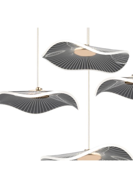 Jolie 4'lü Yuvarlak 3 Renkli 39 Watt Gold Kristal Ledli Modern Oturma Odası Salon Sarkıt Avize