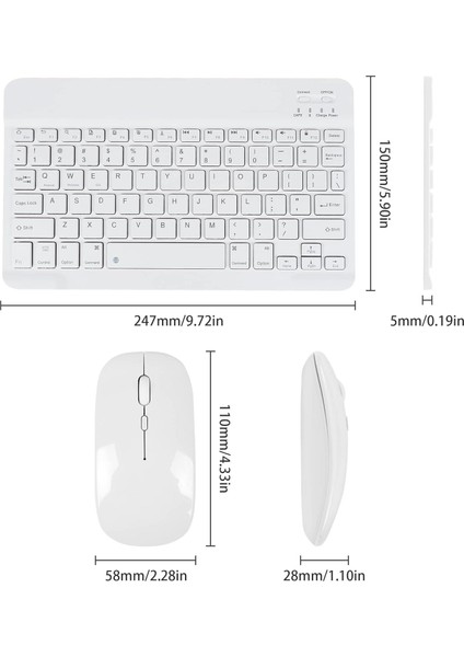 Bluetooth Ios Ipad Android Windows Uyumlu Klavye Mouse Seti - Sessiz - Şarjlı - Combo - Ultra Ince - Türkçe - Kablosuz Beyaz