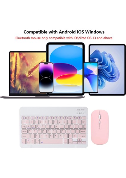 Bluetooth Ios Ipad Android Windows Uyumlu Klavye Mouse Seti - Sessiz - Şarjlı - Combo - Ultra Ince - Türkçe - Kablosuz Pembe