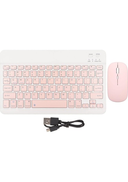 Bluetooth Ios Ipad Android Windows Uyumlu Klavye Mouse Seti - Sessiz - Şarjlı - Combo - Ultra Ince - Türkçe - Kablosuz Pembe