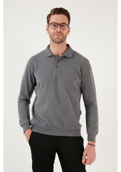 Pamuk Karışımlı Regular Fit Polo Yaka Kazak Erkek Kazak 456223